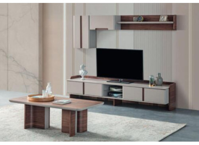 Stylish living room wall unit designer TV stand wooden coffee table