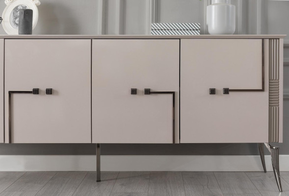 Modern dining room set designer sideboard 4-door luxury mirror 2-piece