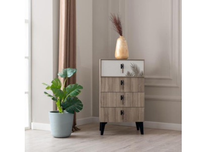 Bedroom furniture light brown tall chest of drawers designer 4-door dresser
