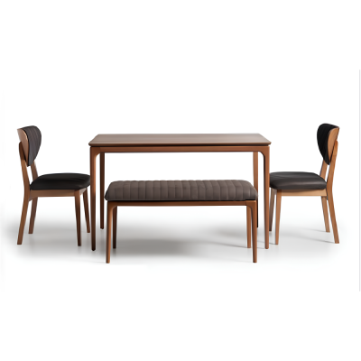 Dining room chair set wooden chairs kitchen chairs fabric 4-piece brown wood