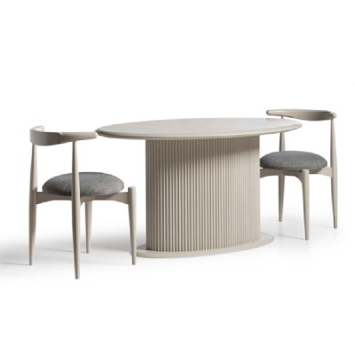 Modern wooden dining table dining room table oval table wood beige 140 cm