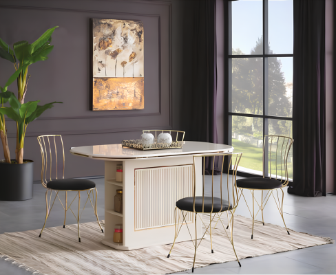 Modern dining table dining table table wood beige dining room wooden table