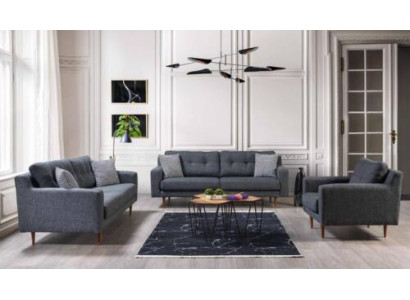 Gray living room seating set luxurious 2x sofas designer upholstered armchair