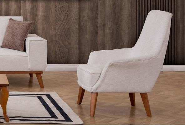 White living room set stylish 3-seater designer armchair 2-piece set