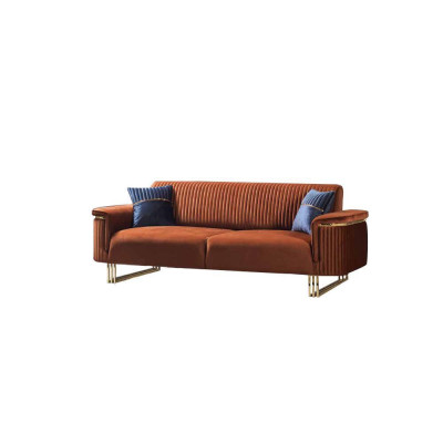 Luxury living room furniture designer brown sofa exclusive armchair 2-piece set