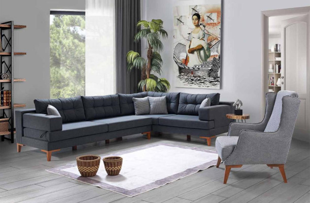 Gray Checkered Single Seater Modern Living Room Single Seater Luxury Furniture