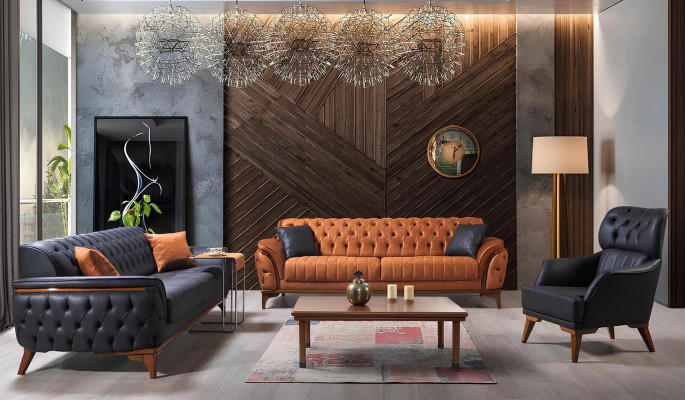 Black Chesterfield Armchair Luxurious Single-Seater Living Room Single-Seater