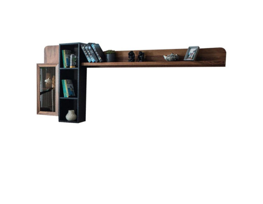 Brown living room wall unit designer TV stand RTV wood shelves LED