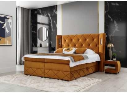Brown Exclusive Chesterfield Bed Upholstered Nightstands Designer Furniture