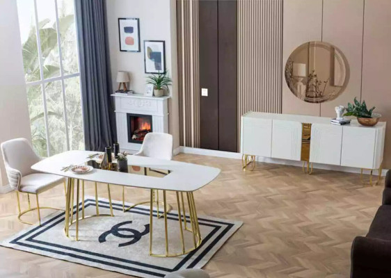 Table Chairs 7-piece Dining Room Wooden Table Dining Room Set Group New Design