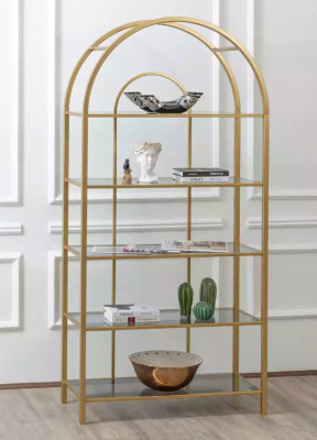 Living Room Shelf Room Divider Standing Shelf Bookshelf Storage Gold