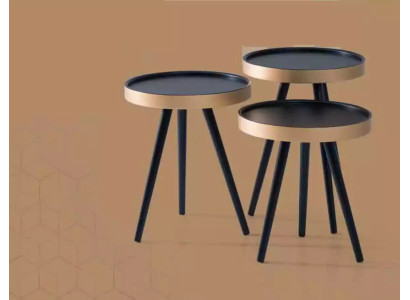 Stylish side table coffee table round wood new black