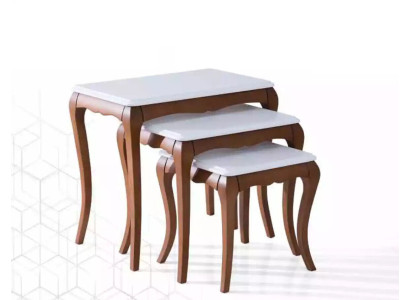 Side table 3x living room furniture material wood white design modern