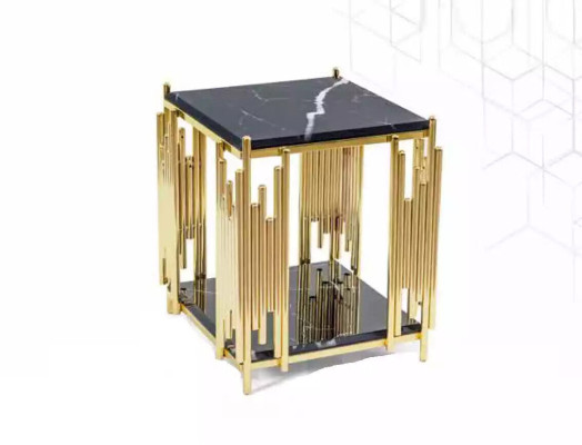 Side table living room furniture material black stainless steel design