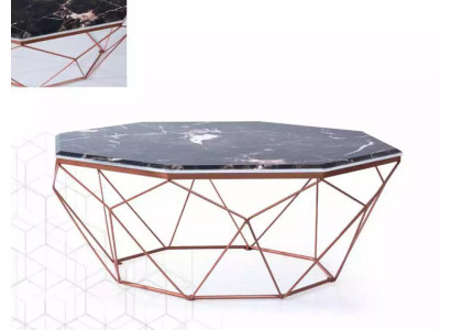 Modern living room coffee table made of wood, black sofa table.