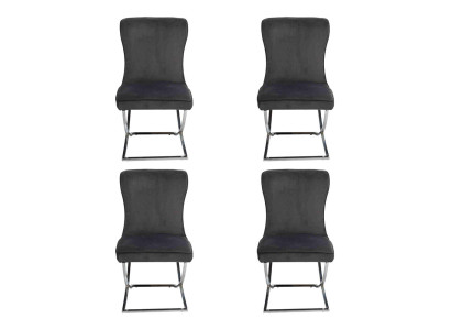 Chesterfield Black 4x Chairs Without Armrests Metal Frame Dining Chairs