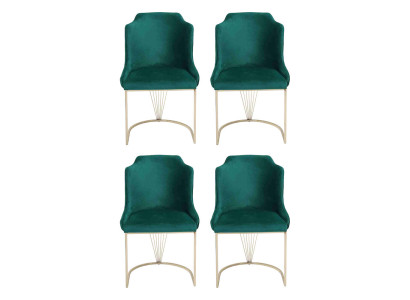 Designer green dining chair 4x chairs luxury single-seater modern dining room