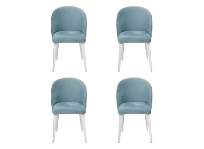 Modern dining room set, 4x blue chairs, wood, armless, new design, upholstered chair