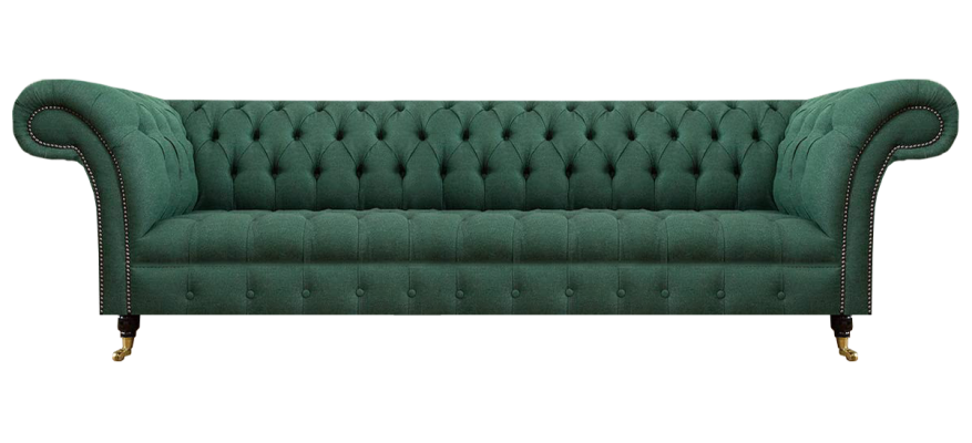 Upholstered Furniture Luxury Four-Seater Sofa Couch Green Living Room Chesterfield