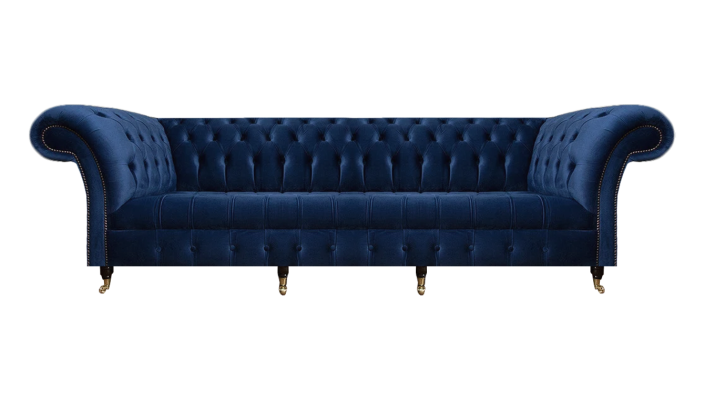 Living room sofa four-seater couch upholstered furniture blue luxury Chesterfield