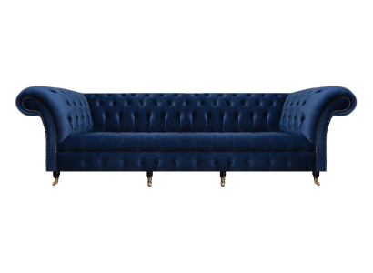 Living room sofa four-seater couch upholstered furniture blue luxury Chesterfield