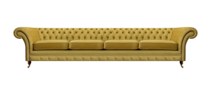 Luxury Yellow Sofa Four-seater Furniture Chesterfield Textile Living Room New