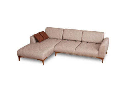 Beige L-shaped corner sofa living room designer couch luxurious seating furniture new