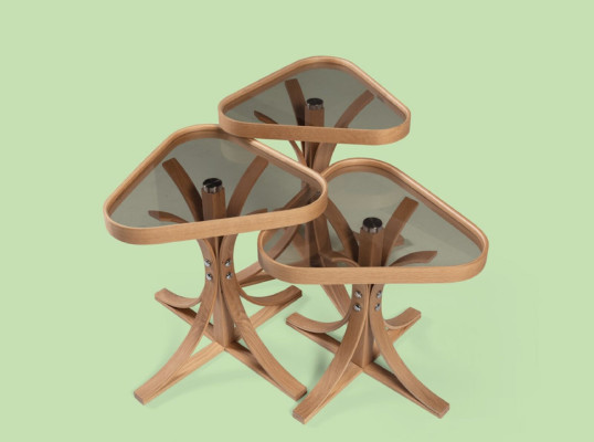 Exclusive triangular side tables designer 3x living room wooden tables