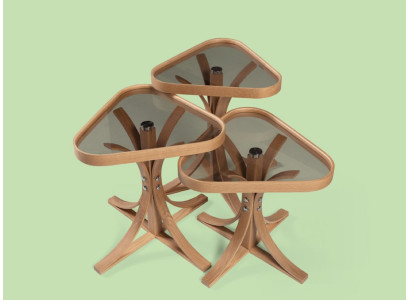 Exclusive triangular side tables designer 3x living room wooden tables