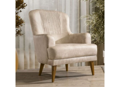Beige single-seater designer armchair living room stylish upholstered chair