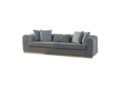 Designer Gray Four-Seater Luxurious Large 4-Seater Noble Upholstery Sofa