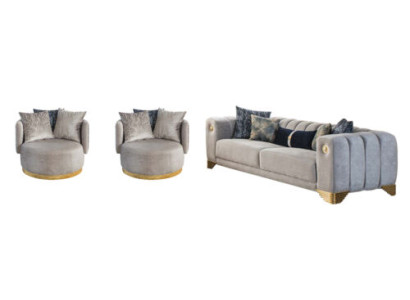 Stylish living room set designer sofa suite three-seater 2x armchair