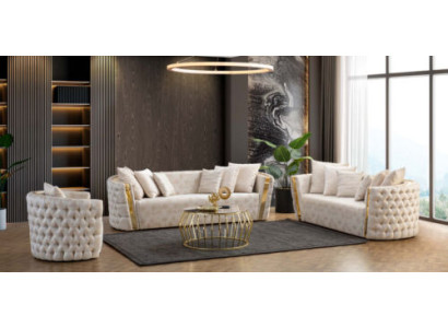Complete stainless steel Chesterfield luxury set 3+2+1 seater furniture set