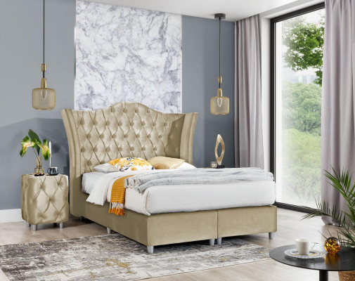 Luxury bedroom upholstered bed 2x bedside tables bed 3-piece set design furnishing