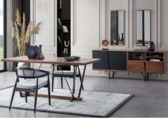 Dining area dining room dining table set 2-piece sideboard dining room table brown wood