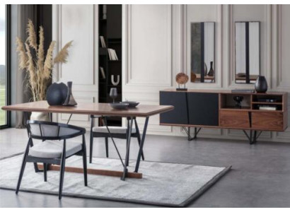 Dining area dining room dining table set 2-piece sideboard dining room table brown wood