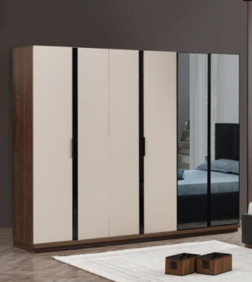 Wardrobe Bedroom Closet Wooden Cabinet Wood Beige Modern Large