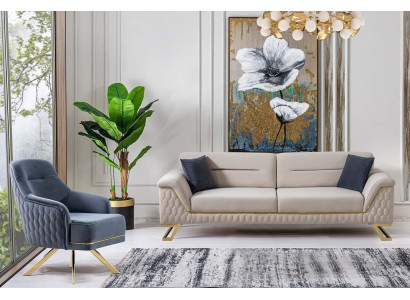 Living room 3-seater designer armchair luxurious upholstery textile set