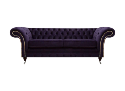 Chesterfield Lilac Two-seater Sofa Couch Living Room New Textile Sofas New