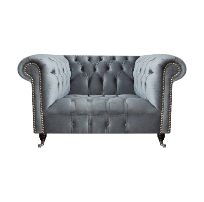 Living room gray armchair Chesterfield upholstered seating furniture new textile