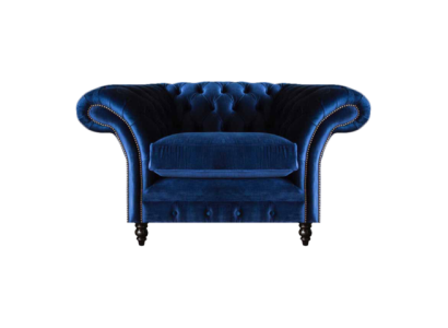 Blue Chesterfield Armchair Luxury Design Upholstery Fabric New Living Room Furnishing