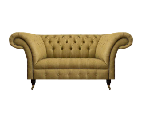 Yellow Chesterfield Two-seater Sofa Couch Living Room Furniture Luxury Upholstery Textile
