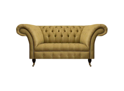 Yellow Chesterfield Two-seater Sofa Couch Living Room Furniture Luxury Upholstery Textile