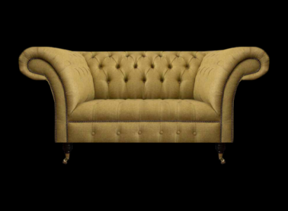 Yellow Chesterfield Two-seater Sofa Couch Living Room Furniture Luxury Upholstery Textile