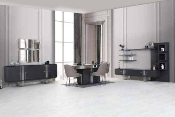 Designer dining room furniture luxurious dining table chairs sideboard 7-piece set