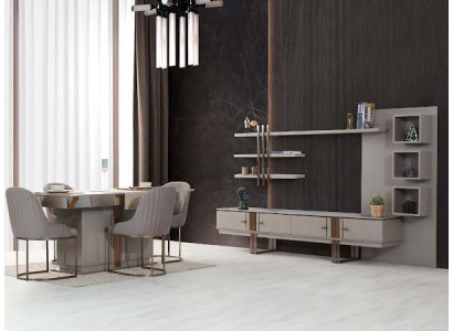 Modern dining room set consists of dining table + 4x chairs + sideboard 6 pcs.
