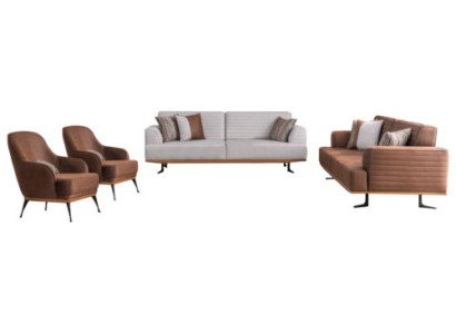 Living room sofa set, 4 pieces in modern style, new in textile material.