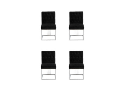 Black set of 4 chairs, armchair, designer dining room furniture, dining chairs, stainless steel chair