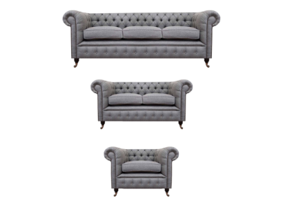 Chesterfield Sofa Set Upholstery Fabric Textile Couch Sofa Suite 3-piece New