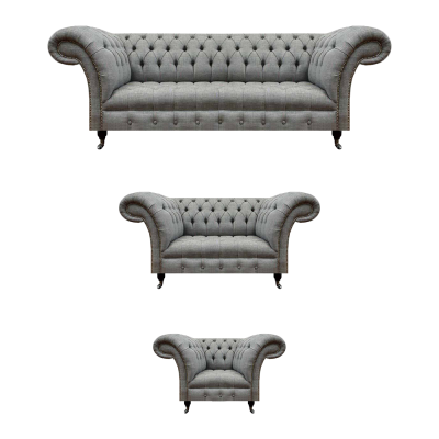 Chesterfield Sofa Set 3-piece Upholstered Furniture Living Room Luxury Seating Arrangement
